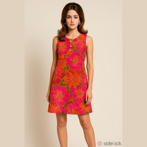 Elizabeth Howard Mod Floral dress Round Neck Sleeveless Knee Length Size 8